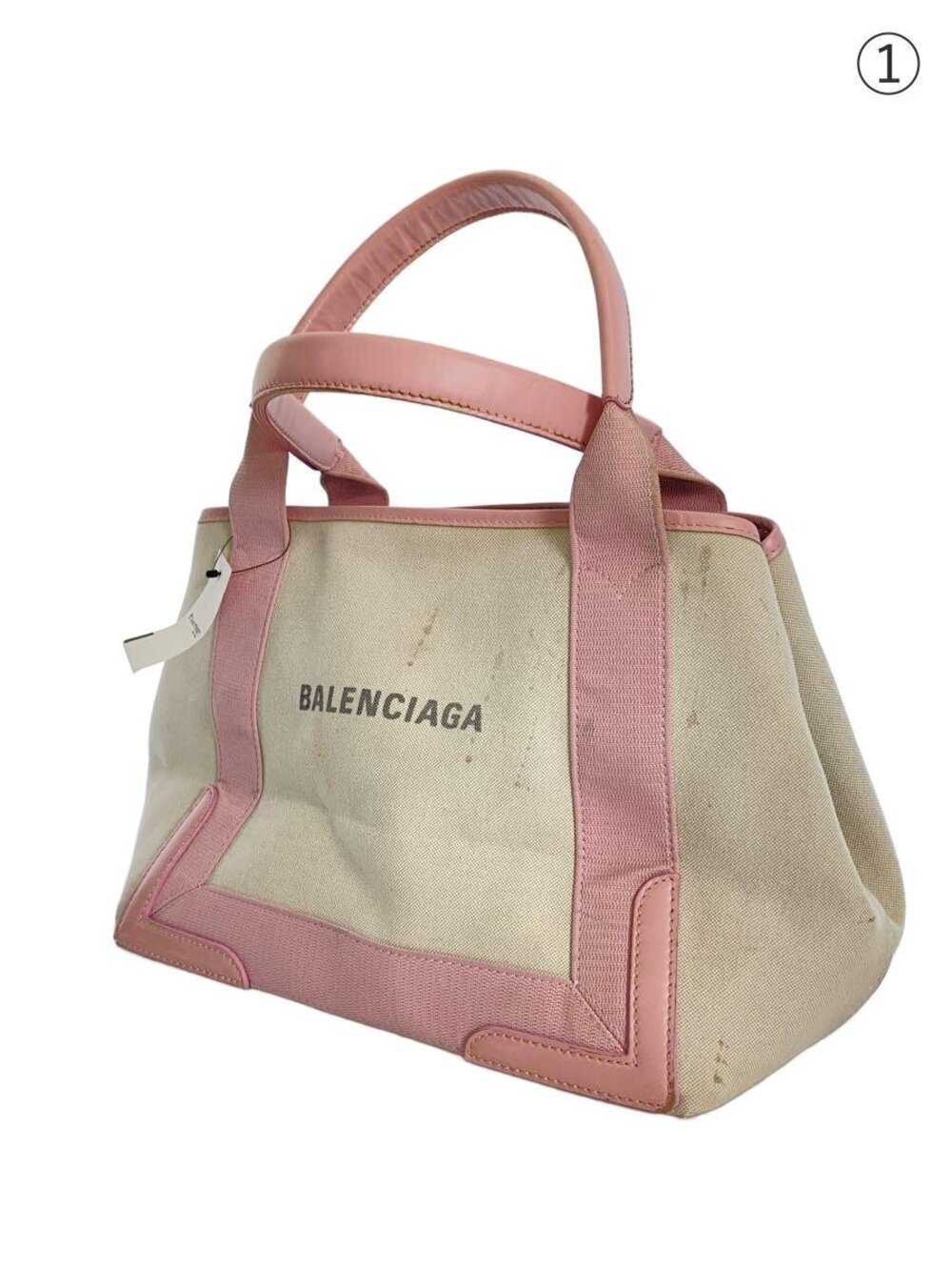 Balenciaga Blue pink Navy leather Cabas light bag tote Blue Pink